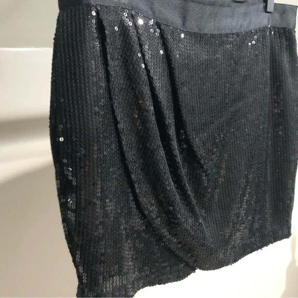 Gudi Faux Wrap Black Sequin Skirt - Picture 3 of 16